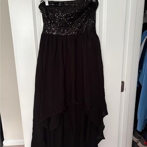 Forever 21 Black Sequin High Low Strapless Dress Size: M